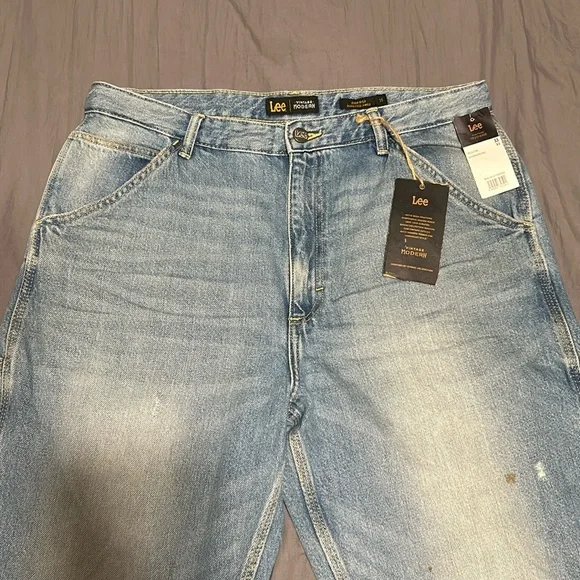 Lee Vintage Modern High Rise Dungaree Ankle Painters Jeans Carpenter - Picture 3 of 11